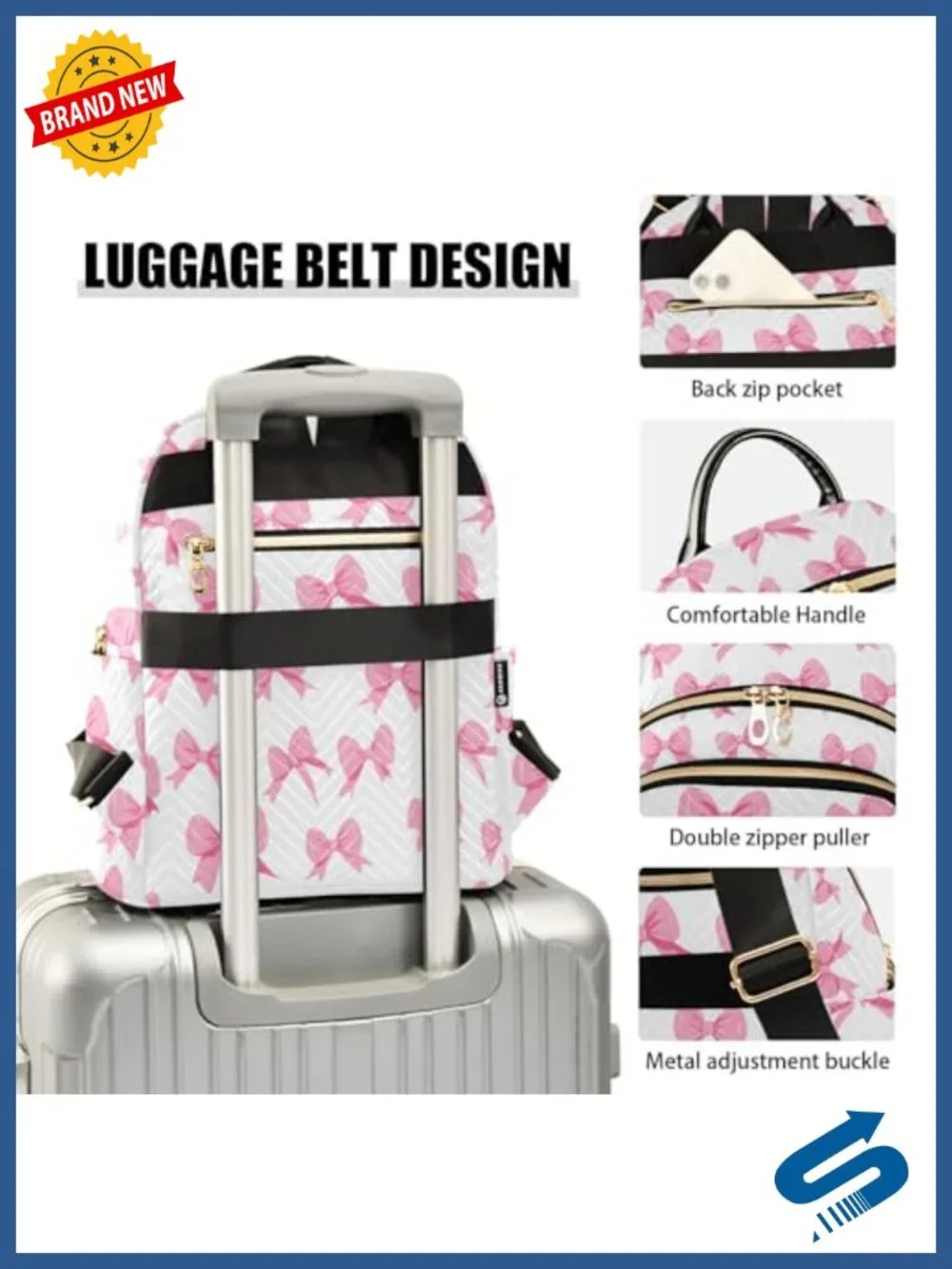 ALAZA Travel Backpack Purse for Women Anti-theft Work Casual Bow White Daypack